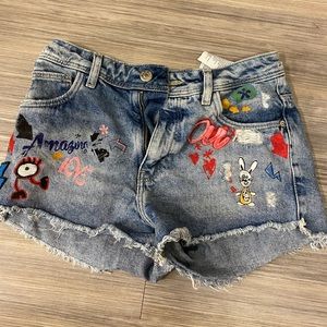 Zara jean shorts with print